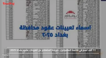 11 ألف اسم في قائمة المقبولين.. طريقة استعلام عن تعيينات عقود بغداد 2025